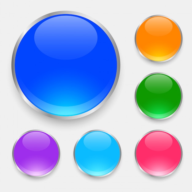 Free vector glossy shiny buttons set in many colors