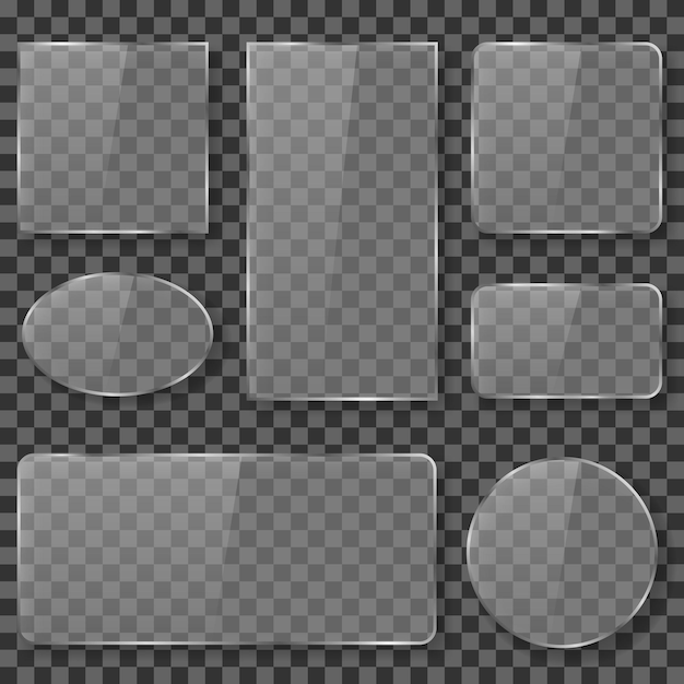 無料ベクター 光沢のある透明ガラスセット