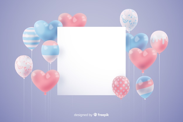 Free vector glossy tridimensional balloon background with blank banner