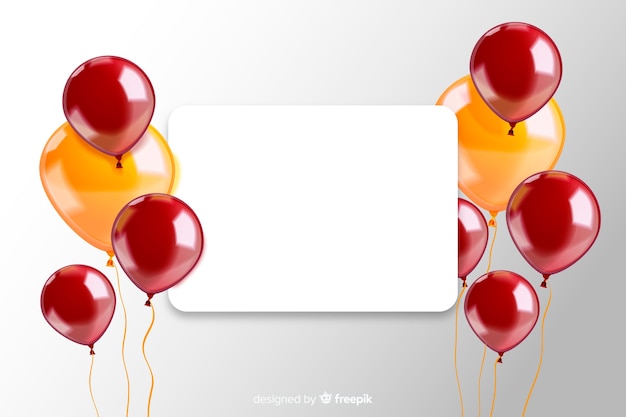 Free vector glossy tridimensional balloon background with blank banner