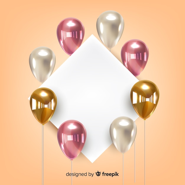 Free vector glossy tridimensional balloon background with blank banner