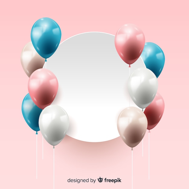 Free vector glossy tridimensional balloon background with blank banner