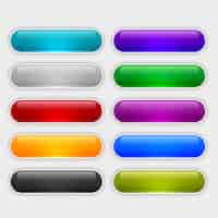 Vettore gratuito pulsanti web lucidi impostati in diversi colori