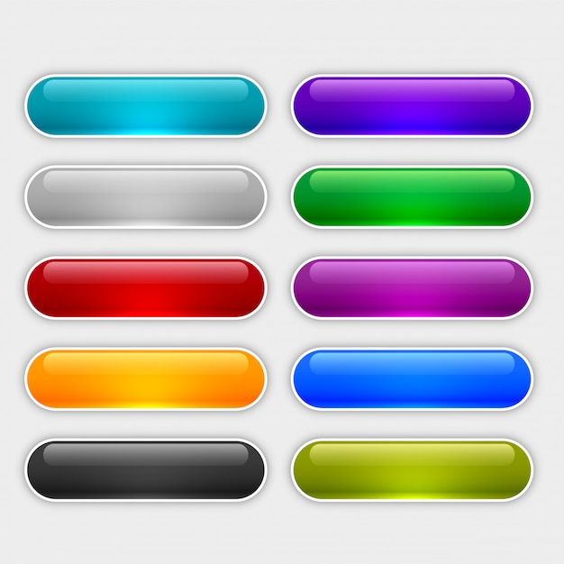 Glossy web buttons set in different colors