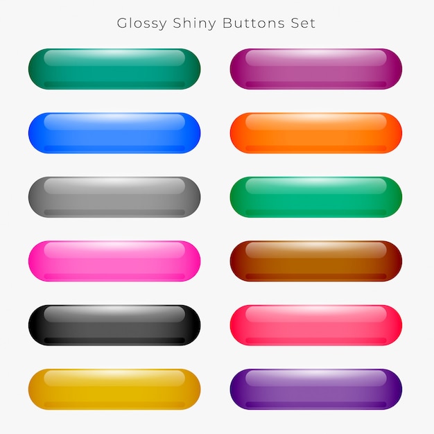 Glossy wide round web buttons set