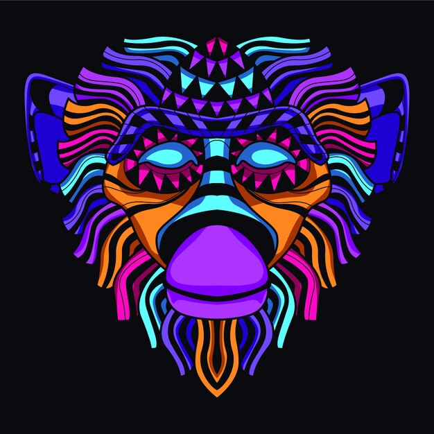Premium Vector | Glow in the dark decorative monkey from neon color