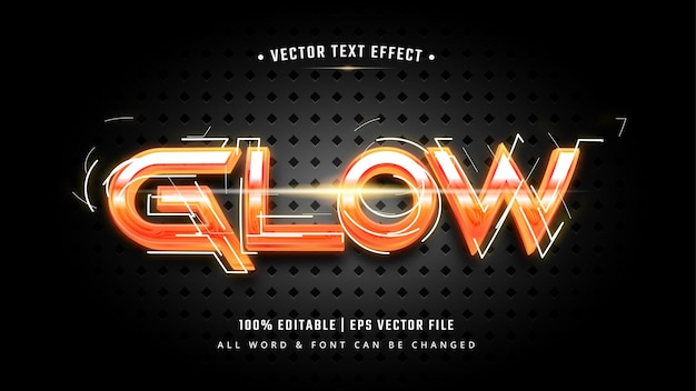 Glow futuristic 3d text style effect. editable illustrator text style.