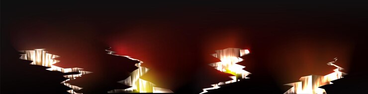 Free Vector glow in ground cracks, gold, lava or volcano magma glowing texture in cracking holes
