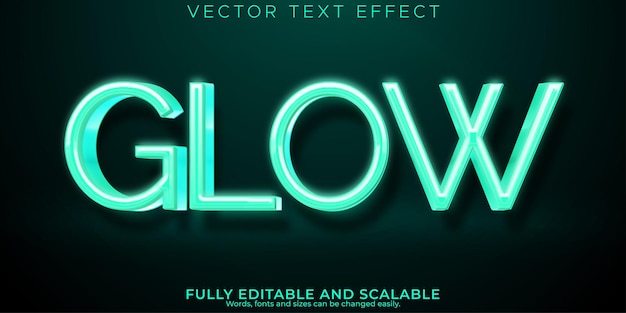 Glow light text effect editable neon and shiny font style