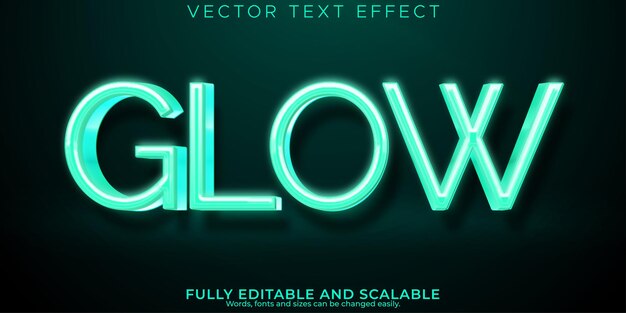 Glow light text effect editable neon and shiny font style