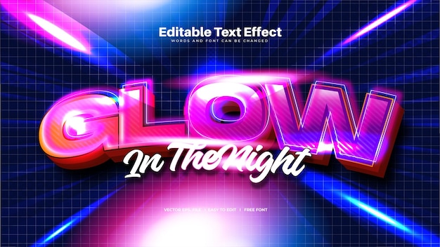 Free vector glow light text effect