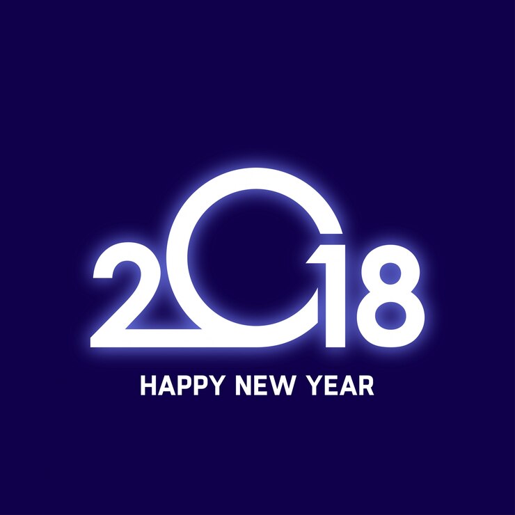 Free Vector glowing 2018 happy new year design