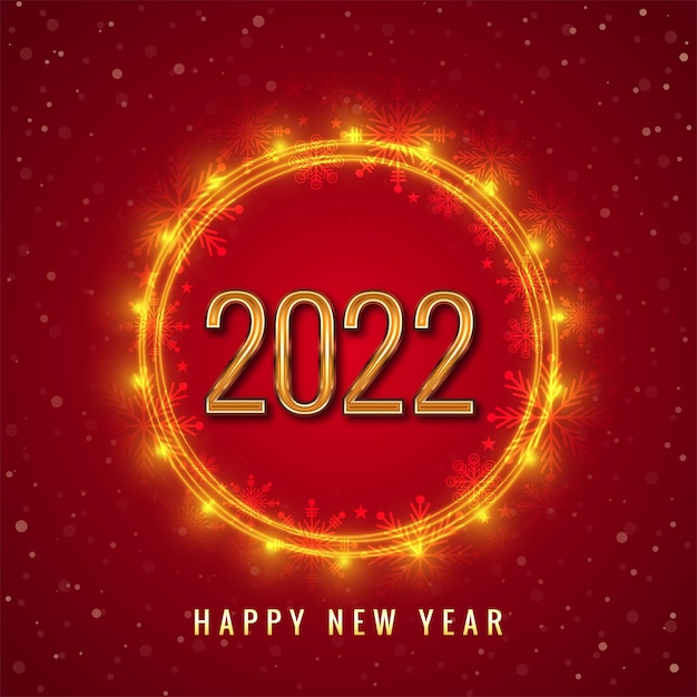 免费矢量发光的2022新年文字彩色卡片背景