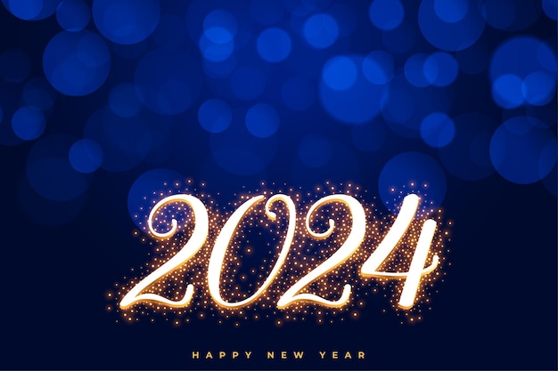 glowing 2024 new year event background with bokeh effect vector