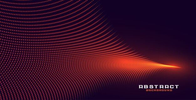 輝く抽象的なオレンジ粒子波背景