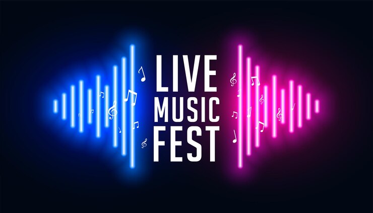 Free Vector glowing audio track equalizer background for live music concert