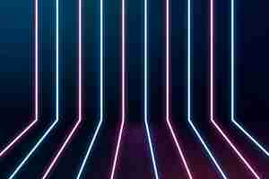 Бесплатное векторное изображение Светящиеся синие и розовые неоновые линии фона