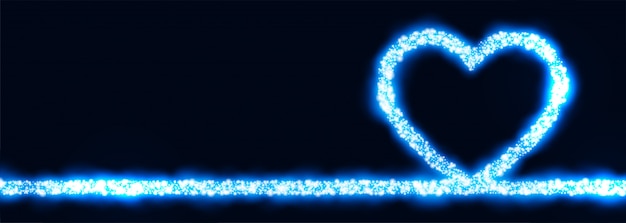 Glowing blue heart made with sparkle banner