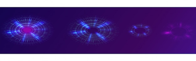 Glowing blue neon ring, futuristic digital circle