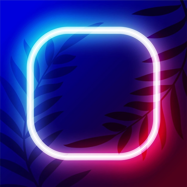 Glowing blue and pink neon empty frame background