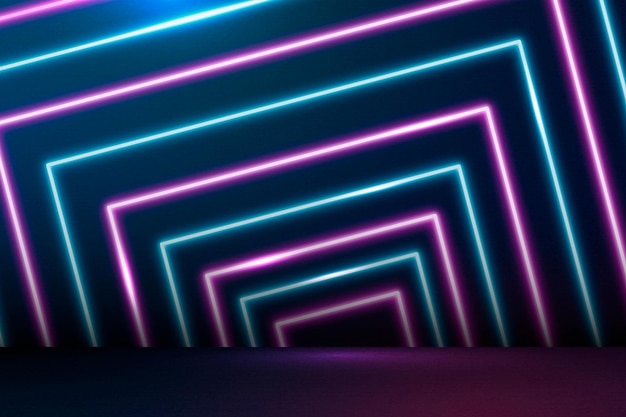 Free vector glowing blue and pink neon lines patterned background