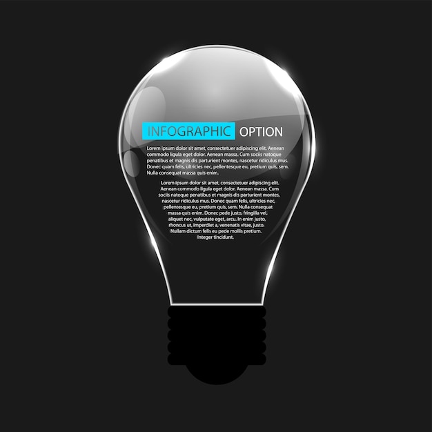 Glowing bulb on black background, vector illustration. eps10 Premium Vector