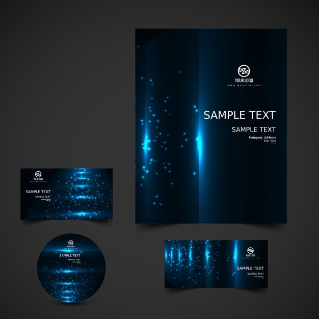 Free vector glowing business stationery