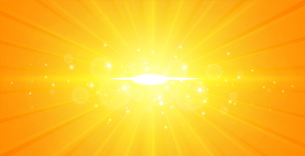 Glowing center light rays yellow background 