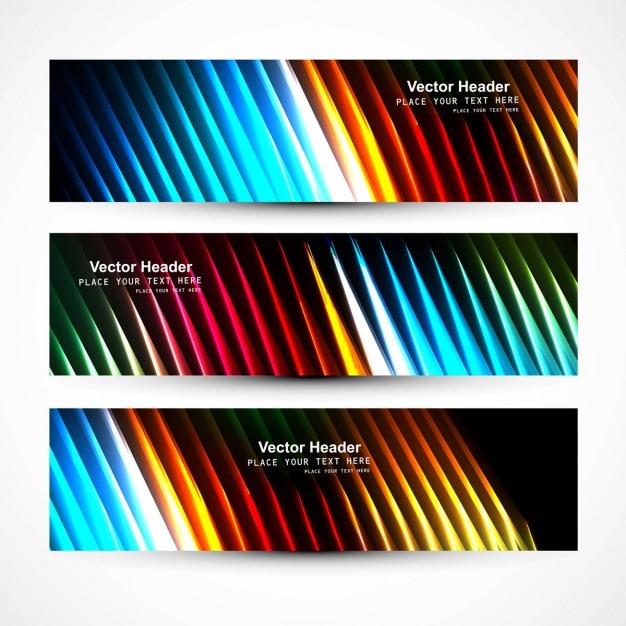 Free Vector glowing colorful headers