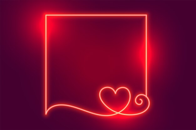 Светящаяся творческая неоновая сердечная рамка с пространством для текста