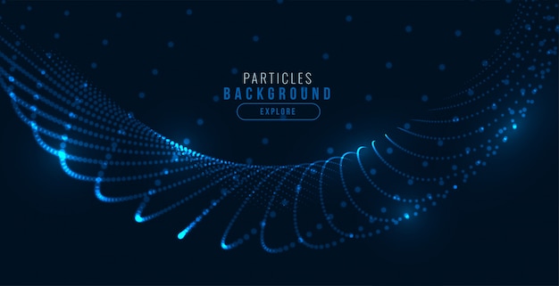 無料ベクター 輝くデジタルブルーテクノロジー粒子波背景