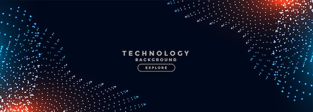 Glowing digital technology particles banner design