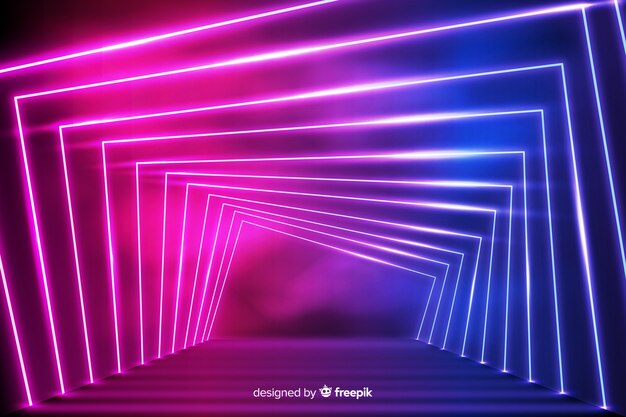 Glowing geometrical neon lights background