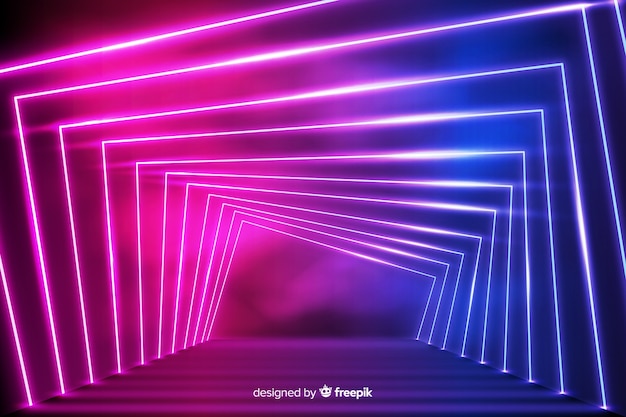 Glowing geometrical neon lights background