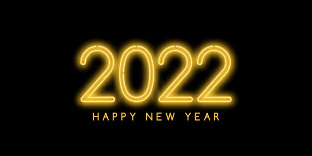 Glowing golden neon happy new year banner design