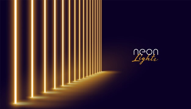 Glowing golden neon lights line  