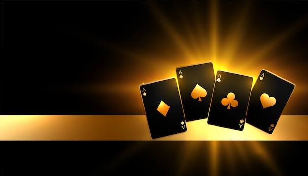 Free vector glowing golden paying cards casino background