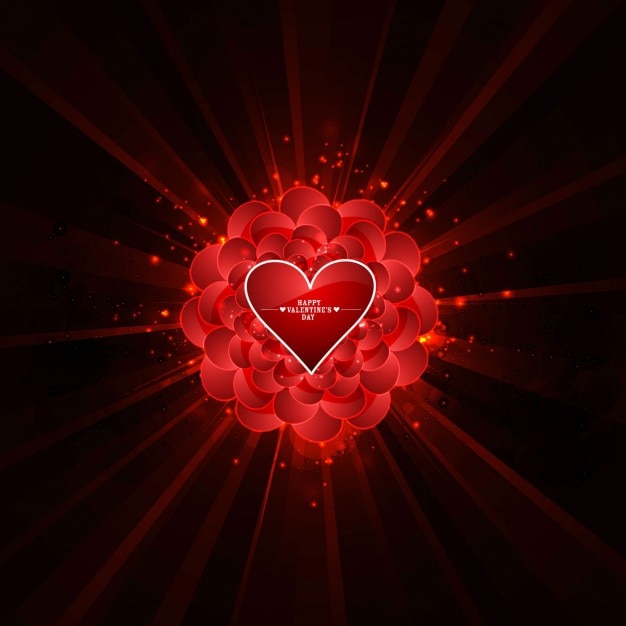 Free Vector glowing love card with red hearts