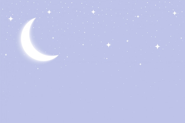 Free vector glowing moon and stars background with copyspace