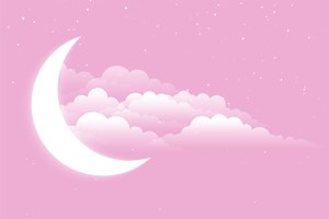 Free vector glowing moon with clouds and stars background