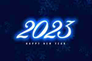 Бесплатное векторное изображение Светящийся неоновый текст 2023 для новогоднего фона события