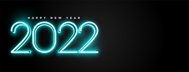빛나는 네온 3d 스타일 2022 텍스트 새해 배너