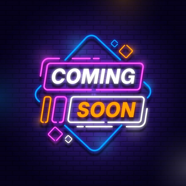 Free vector glowing neon coming soon background