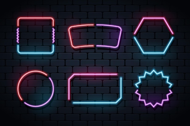 Glowing neon frame collection