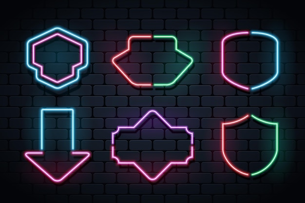 Glowing neon frame collection