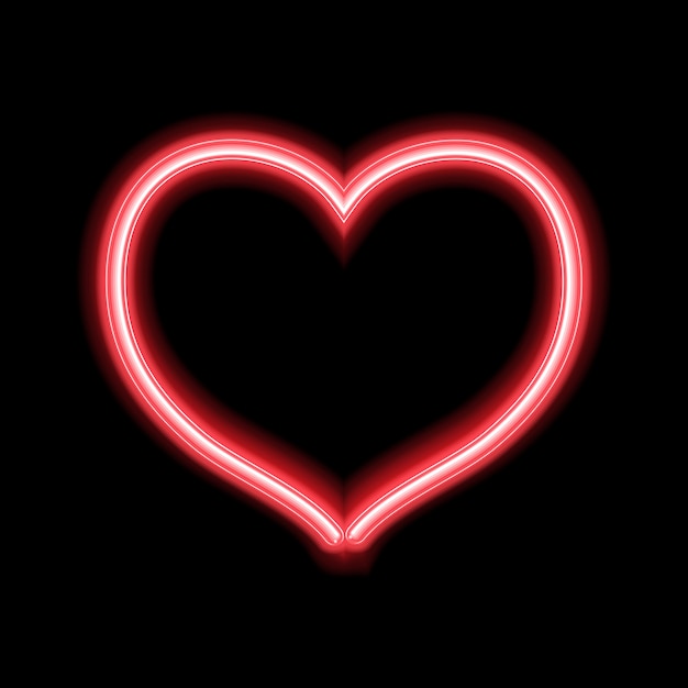 Vettore gratuito incandescente design cuore al neon per san valentino