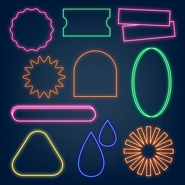 Free vector glowing neon sign illustration vector set