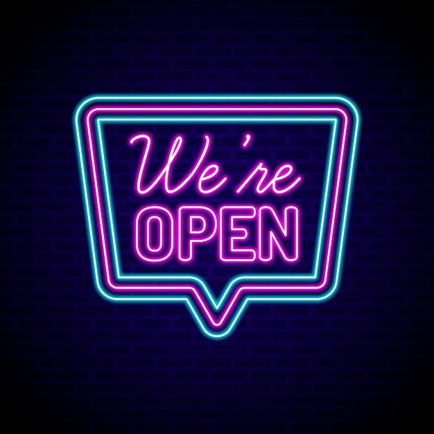 빛나는 네온 we are open sign