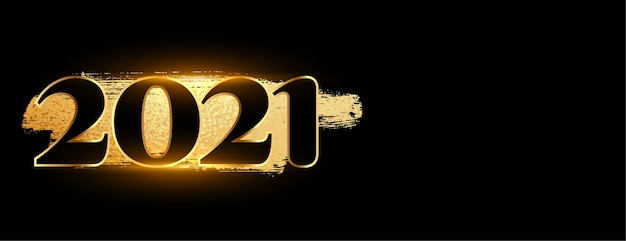 Светящийся новый год 2021 в черно-золотом баннере