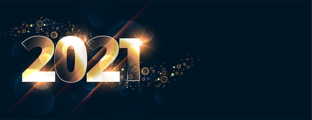 Glowing new year 2021 celebration banner